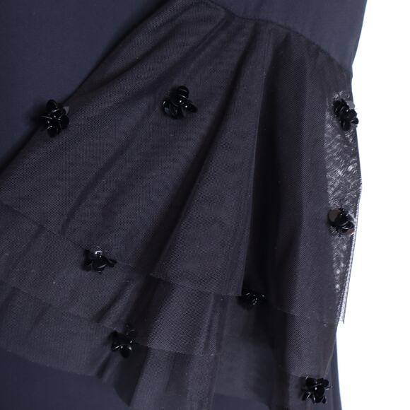 AKRIS PUNTO Embroidered Tulle Sleeve Shift Dress Black Knee Length Women's 12 - Picture 3 of 11